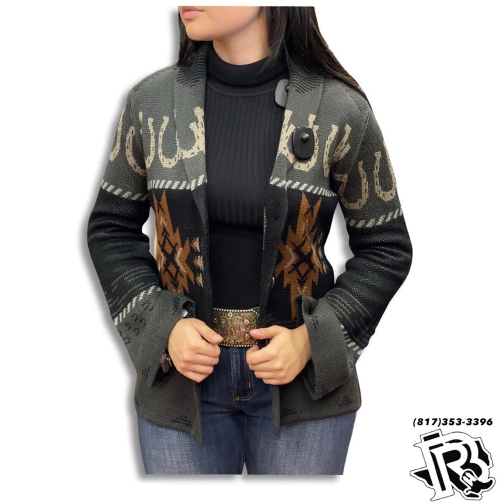 Panhandle Black and Brown Cardigan Sweater